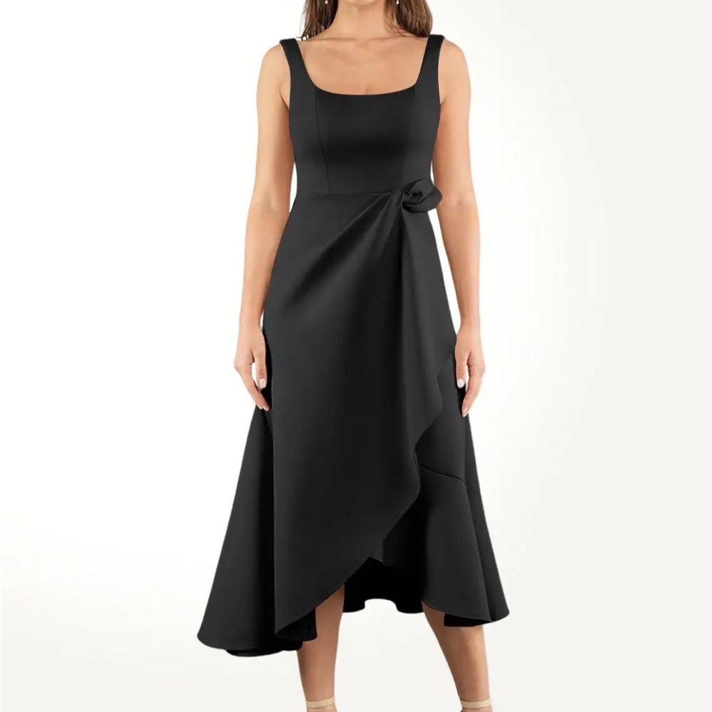 Azazie Asymmetrical Black Dress